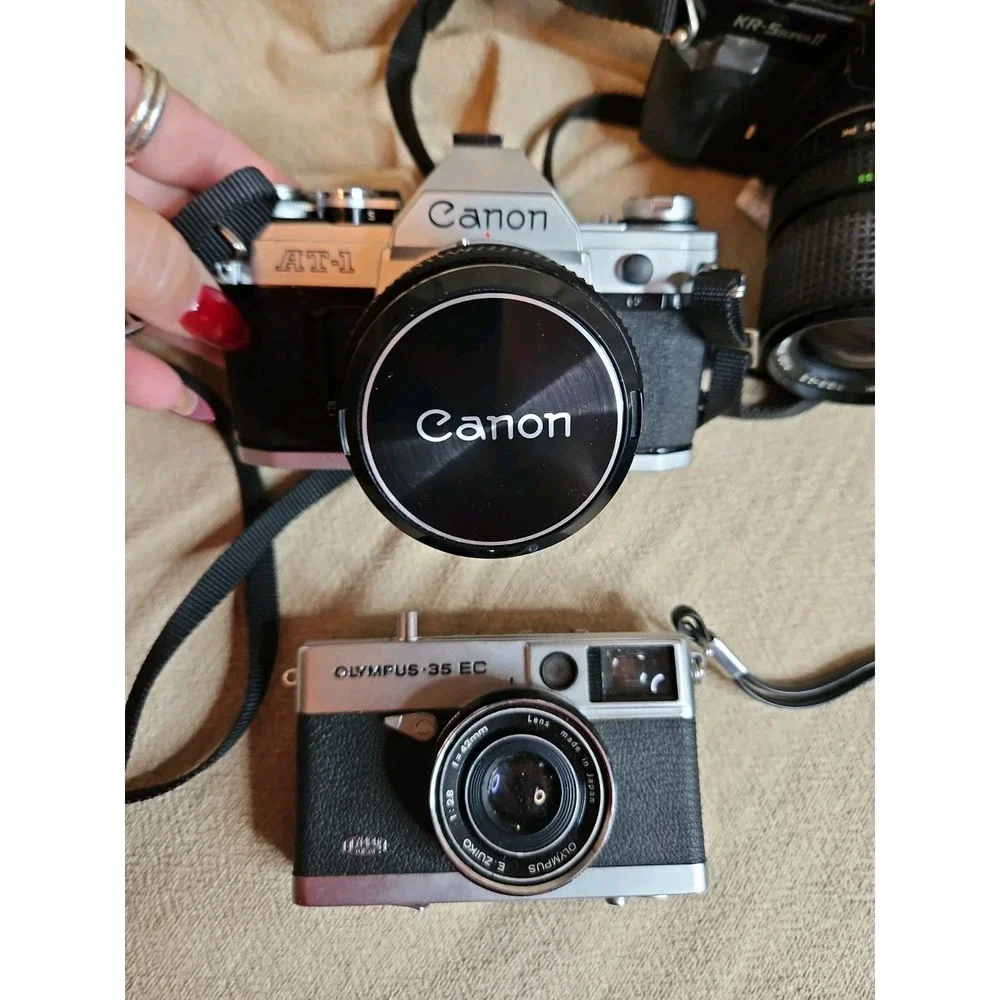 Vintage Camera & Lens Lot Canon Nikon Olympus Pentax Untested